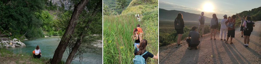 Exploring the territory in Belmonte, Italian cycle (2023), and Kalodiki lake, Greek cycle (2024).